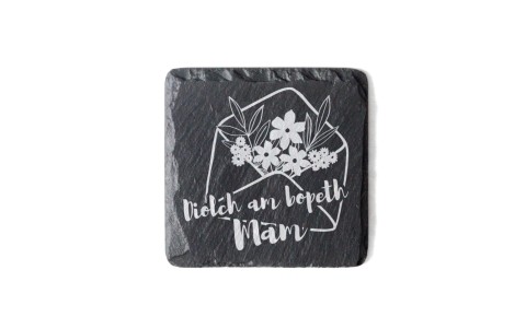 Diolch Mam Welsh Slate Coaster